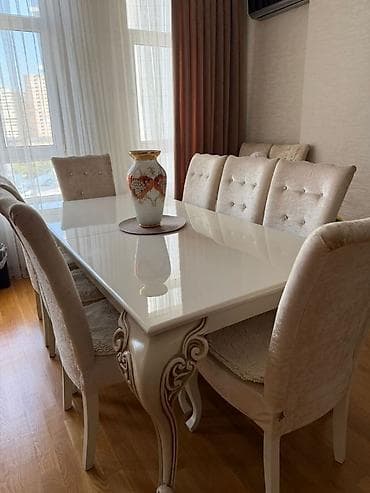 Qonaq otağı üçün, İşlənmiş, Dördbucaq masa, 6 stul