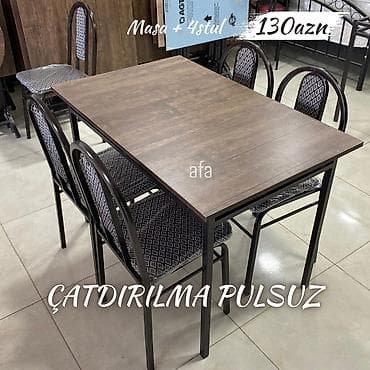 Restoran, kafe, bağ, mətbəx üçün masa desti Masa + 4 Stul 125-130 azn