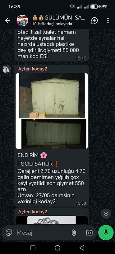 Metal qaraj - Ölçülər: en 2.70 m, uzunluq 4.70 m - Qalın dəmirdən