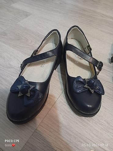 usaq ucun ev: Qız uşaqları üçün mavi rəngli balet-tipli ayaqqabı - Stil: Mary Jane — 1