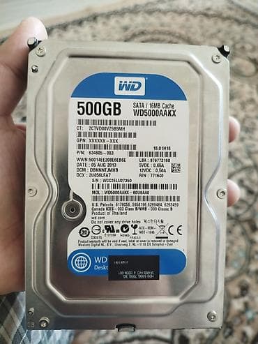 Prosessorlar: WD 500GB sərt disk (HDD) - Marka/model: Western Digital WD5000AAKX — 1
