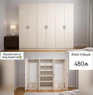 mebel qapılar: 6 qapı, Siyirməli, Rəngli, Açılan, Düz dolab — 1