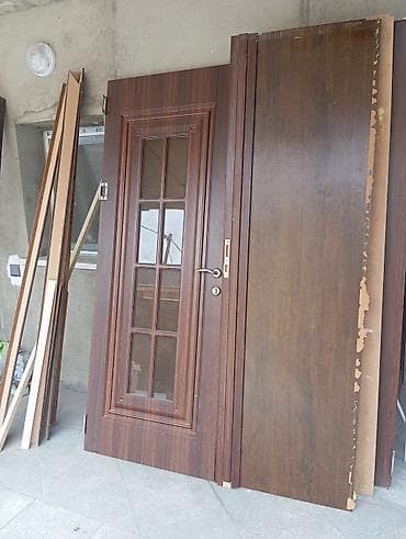 Taxta qapı dəsti – şüşəli model - Material: taxta əsaslı (ağac