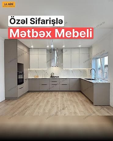tavalar: Özel sifarişlə mətbəx mebeli - Dizayn: L formalı, minimal və laconic — 1