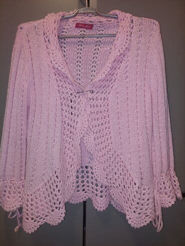 женские длинные кардиганы: Açıq-çəhrayı rəngdə, zərif naxışlı toxuma qadın kardiqanı. - Marka — 3