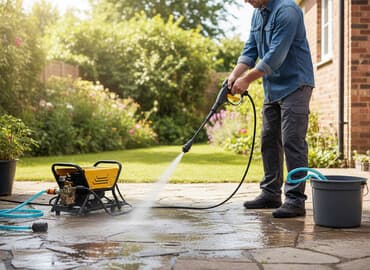 Yüksək təzyiqli yuma aparatı - Rəng: sarı-qara metal gövdə, daşıma