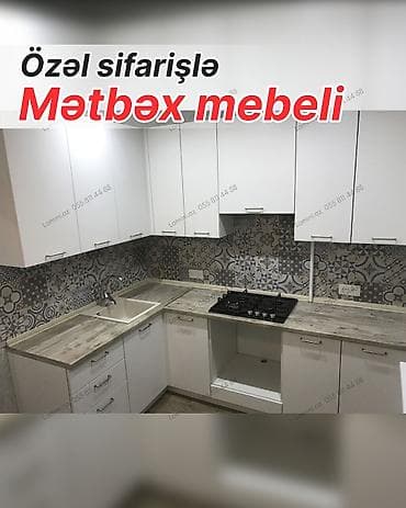 metbex dizayni 2020: Özəl sifarişlə hazırlanmış mətbəx mebeli xidməti - L şəkilli dizayn — 1