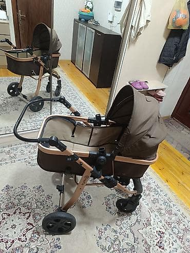 Araba-beşiklər: Uşaq arabası – Hoffe markası, qəhvəyi rəng - 2-in-1 tipli — 2