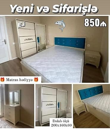 комод: Yataq otağı dəsti – Yeni və sifarişlə Komplekt: - 2 nəfərlik çarpayı — 1