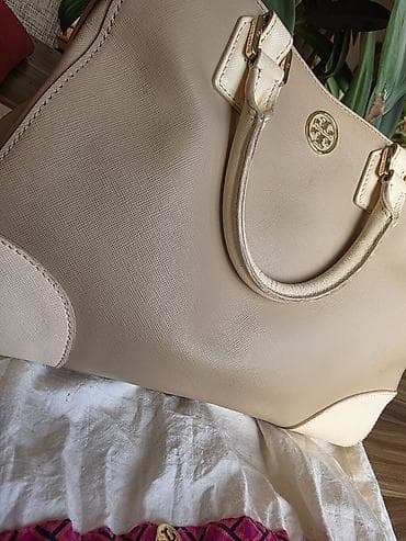 tory bruc: Tory Burch orijinal qadın çantası – bej rəng, safliano teksturalı — 1
