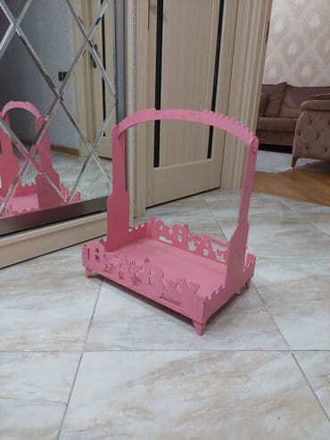 Yeni il oyuncaqları və bəzəkləri: Məhsul: Dekorativ “BABY” səbət/stand - Material: ağac (MDF tipli) — 1