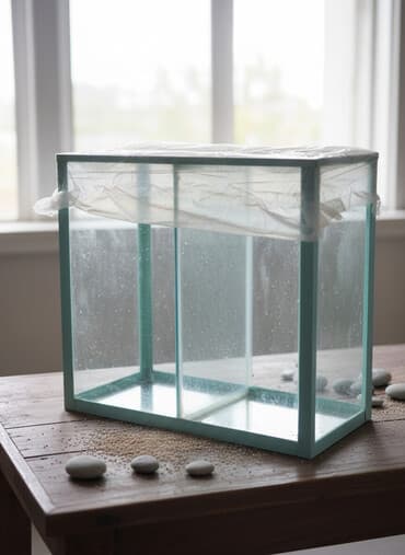 pişik ucuz: Şüşə akvarium - Material: qalın, şəffaf şüşə panellər, silikonla — 1