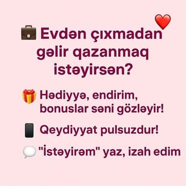 daye işi elanları: Marketoloq tələb olunur, Onlayn iş, 30-45 yaş, Təcrübəsiz — 1