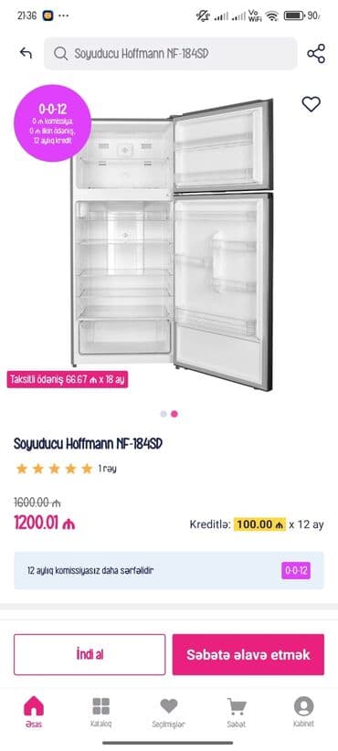 İşlənmiş 2 qapılı Hoffman Soyuducu Satılır, Təkərli