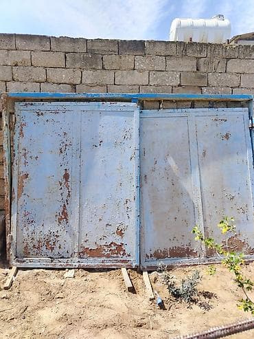 Dəmir Həyət darvazası, Yana açılan, Mexaniki, rəng - Mavi