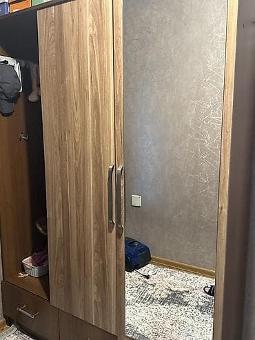 dola: 2 qapılı, Güzgülü, Qəhvəyi, Digər material, Açılan, Düz dolab — 1