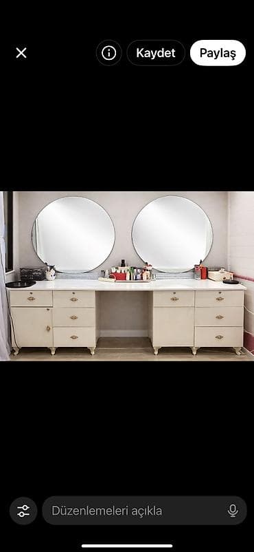 dekor masa: Gözəllik salonu üçün mebel dəsti Tərkib: - İki böyük dairəvi güzgülü — 4