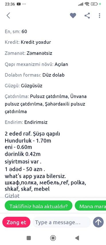 şifonerlər ikinci əl: Б/у, Шкаф, Нет кредита, Турция — 2