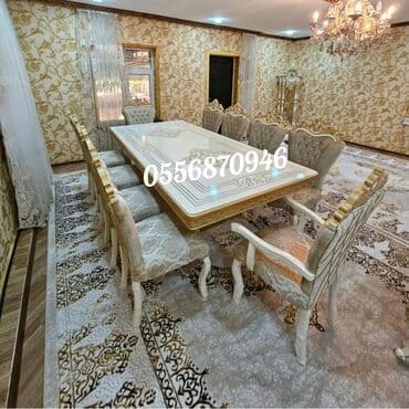 stul ev ucun: Qonaq otağı üçün, Yeni, Açılmayan, Dördbucaq masa, 12 stul — 1