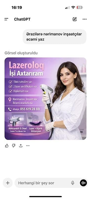 Lazer ustası, 28 yaş, 1-2 illik təcrübə, Faiz