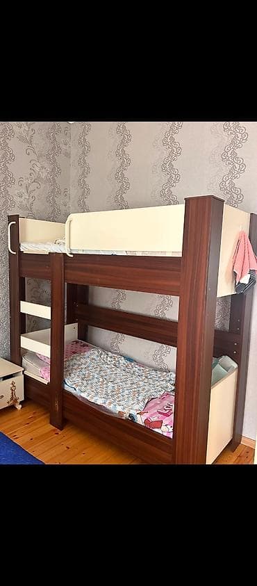 tekli carpayi: 077 613 12 74 İki mərtəbəli uşaq çarpayısı - Material: ağac karkas — 1