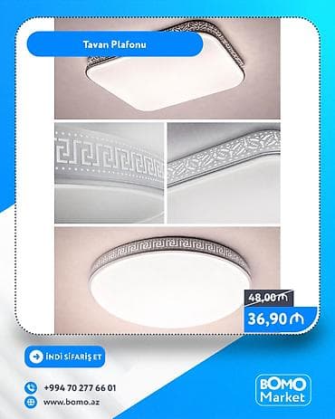 i̇şıq: 🔥 Tavan Plafonu ✅ Marka: No Brand ✅ Növü: Kvadrat / Yumru ✅ Gücü: 90 — 1