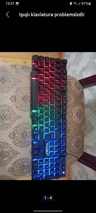 Kompüter və noutbuk aksesuarları: Məhsul: T-WOLF markalı işıqlı klaviatura və işıqlı simli mouse — 3