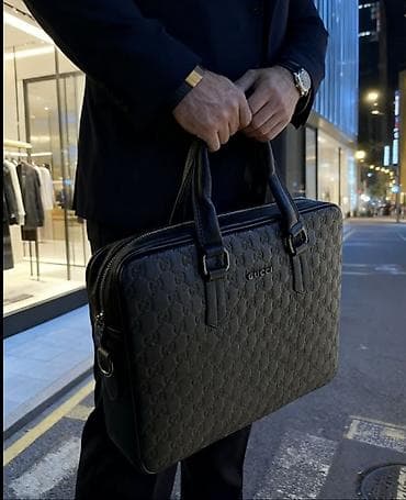 çanta noutbuk: Gucci kişi iş çantası – qara rəng, klassik və zərif dizayn — 3