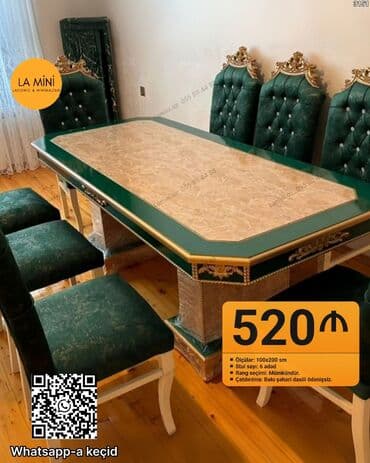 masa ustu komputerlerin qiymeti: Qonaq otağı üçün, Açılmayan, Dördbucaq masa, 6 stul — 1