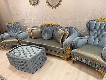 pufik satisi: Qonaq otağı üçün, İşlənmiş, Açılmayan, Dördbucaq masa, 8 stul — 6