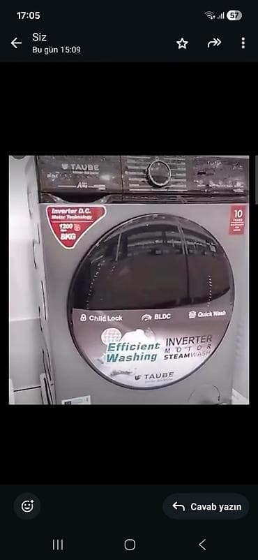 pilasdik qapi: TAUBE paltaryuyan maşın – İnverter D.C. texnologiyalı, ön yükləməli — 1