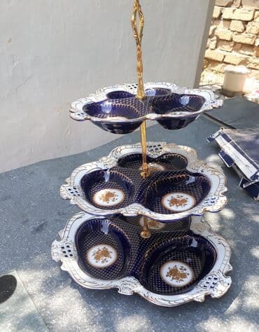 ən ucuz qablar instagram: Tort və şiriniyyat qabı, rəng - Göy, Farfor — 1