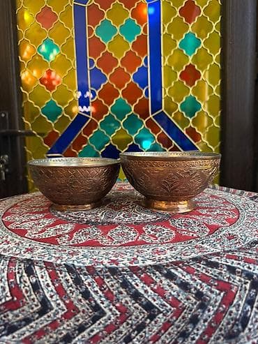 qedim kasa: Misdən hazırlanmış əl işi samovar/qəndil tipli su qabı dəsti isteyen — 5