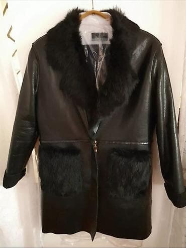 Paltolar: Qadın dərili palto – tünd qara rəng - Material: Parlaq fakturalı dəri — 1