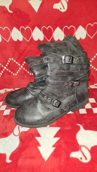 Qadın qış botları – tünd boz rəng - Material: süet effektli üst