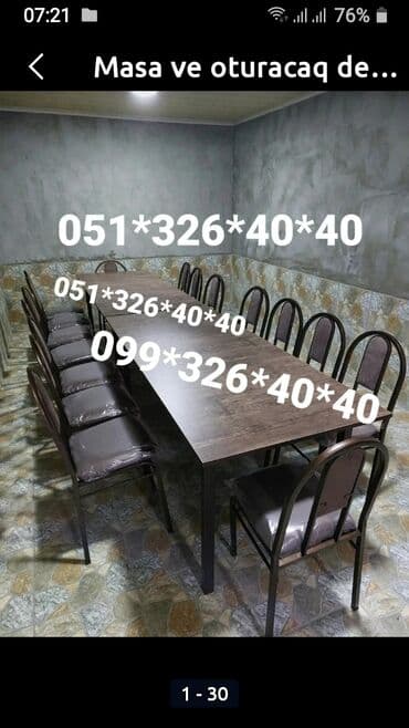 Masa və oturacaq dəstləri: Qonaq otağı üçün, Yeni, Açılan, Dördbucaq masa, 4 stul — 11