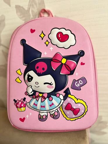 школьные рюкзаки hello kitty: Kuromi dizaynlı uşaq çantası - Rəng: açıq pembe fon, bənövşəyi–ağ — 1