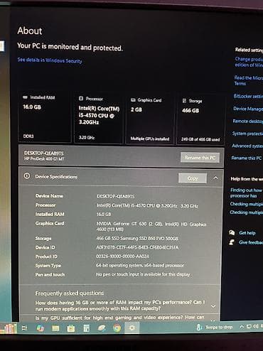 masaustu komputerlər: Masaüstü kompüter komplekti – HP ProDesk sistem bloku + Samsung — 2