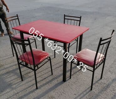 endirimde olan mebeller: Yeni, Kvadrat masa, 4 stul, Açılmayan, Stullar ilə, Dəri, Azərbaycan — 22