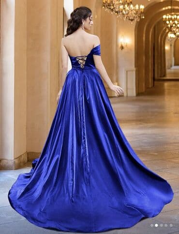 прокат свадебной арки: Вечернее синее платье, размер L, покупалось на свадьбу за 150 манат — 3