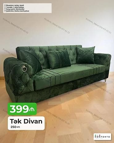 Tək Divan – 250 sm - Mexanizm: açılan, bazalı (yataq funksiyalı və — 1