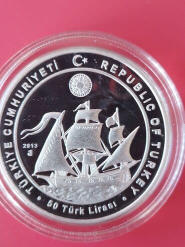 1 manat nece rubl: SEVDİ ALİ Reis. 50 turk lirası,2013 il, Ag 925 Ag31,47gr — 2