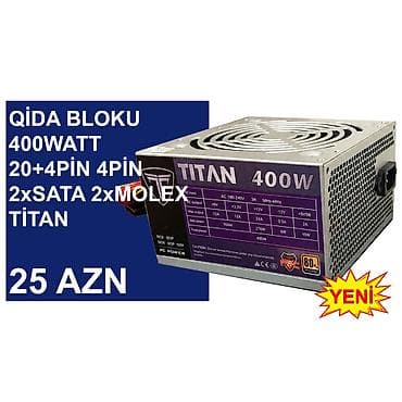 Qida Bloku “400Watt Titan” ⭐400Watt 24pin 4pin 2xsata 2xmolex Titan