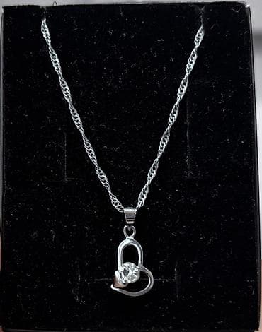 Gümüş rəngli zəncir və ürək formalı kulon dəsti Məhsul — 3