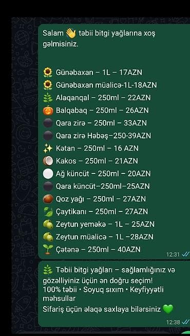 kerem yagi: Təbii bitgi yağları – 100% təbii, soyuq sıxım, keyfiyyətli məhsullar — 1