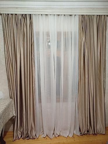 İkiqat pərdə dəsti - Tərkib: Qalın dekorativ pərdə + nazik tül - — 3