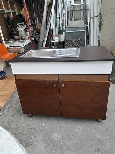 Yeni Düzbucaqlı Mətbəx çanağı, Şkaflı, Paslanmaz polad