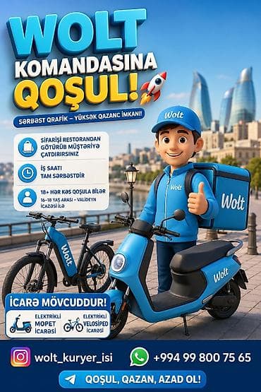 Moto-kuryer tələb olunur, Gündəlik ödəniş, Təcrübəsiz lalafo.az -da Moto-kuryer tələb olunur, Gündəlik ödəniş, Təcrübəsiz