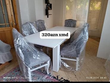 berber masası: Masa və 6 stul dəsti - Komplekt: 1 yemək masası + 6 ədəd stul - — 4