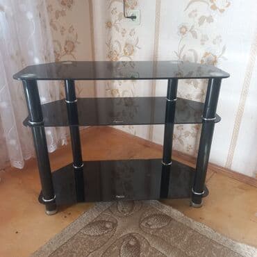 подставка для цветов: Новый, Прямой ТВ стенд, С полками, Стеклянный — 1